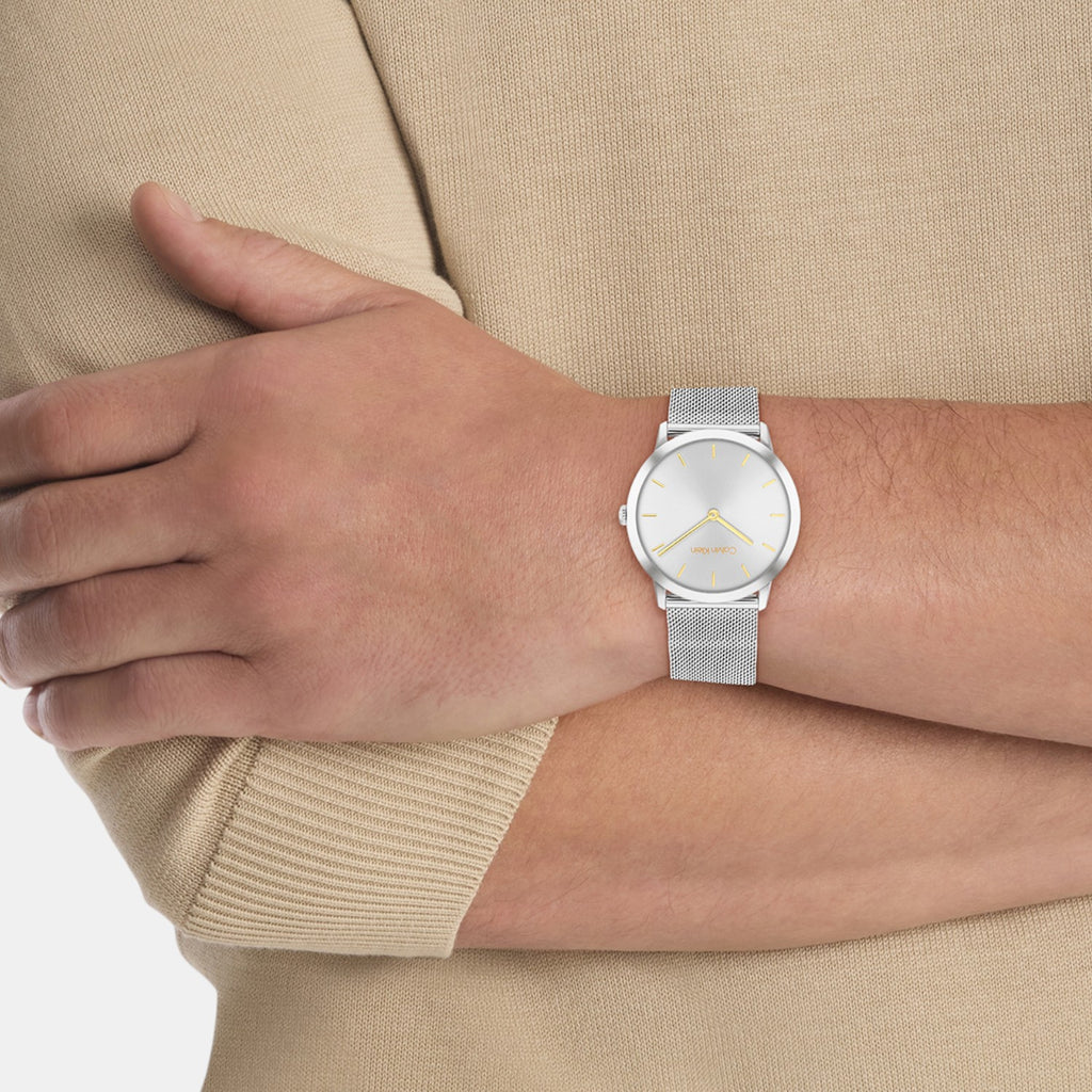 Unisex Quartz Silver Dial Analog Stainless Steel Watch 25300001