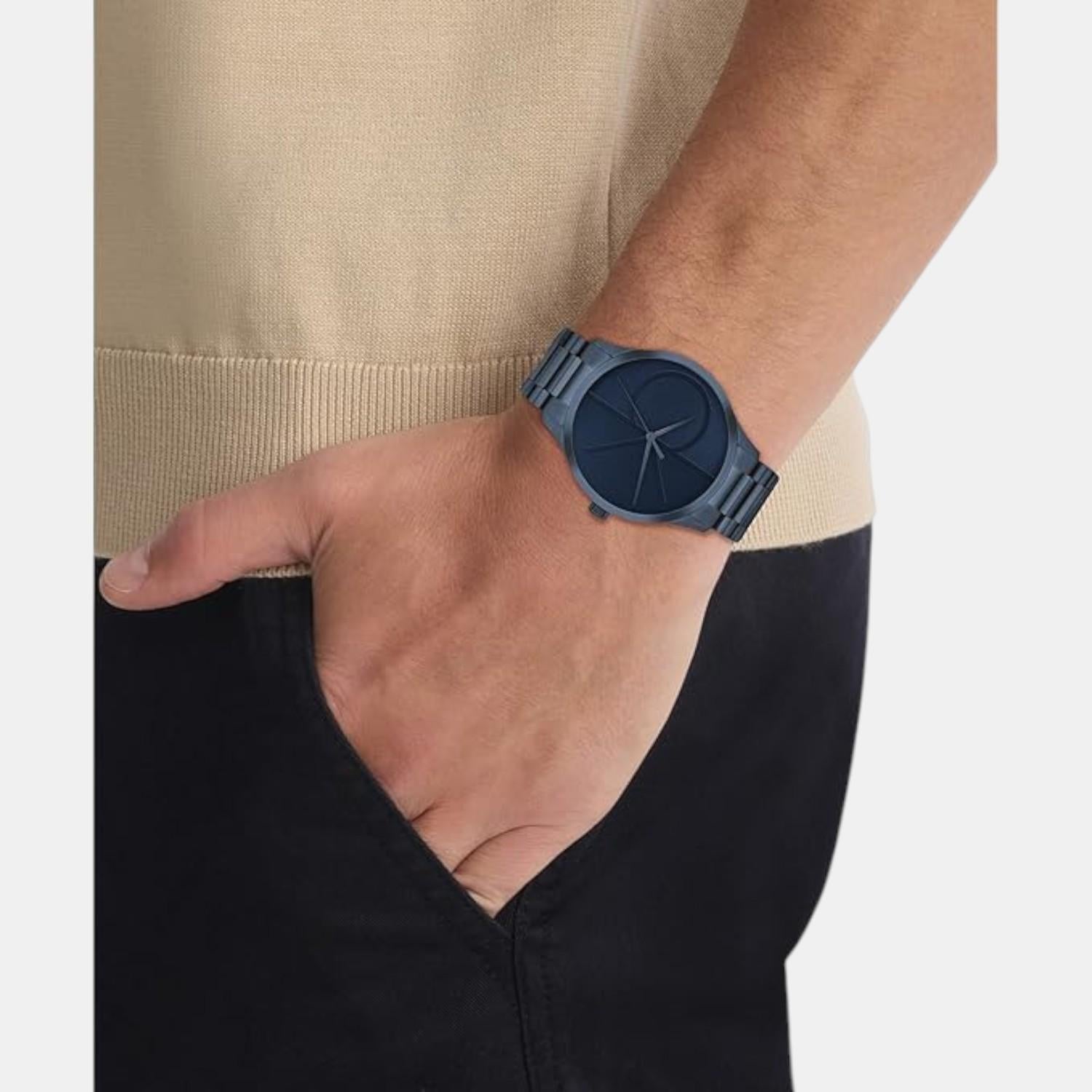 Iconic Men Quartz Blue Dial Analog Stainless Steel Watch 25300026