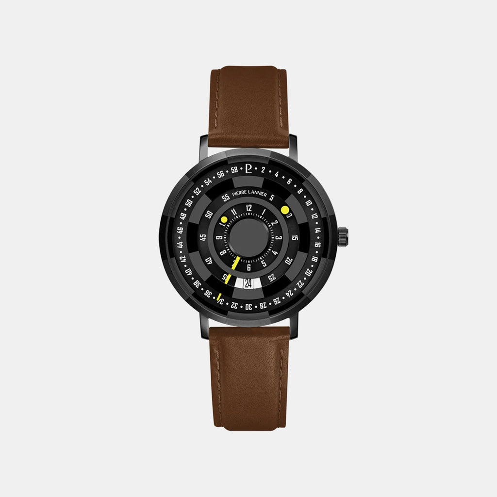 Blackjack Men Quartz Black Dial Analog Leather Watch 254D434
