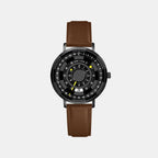 Blackjack Men Quartz Black Dial Analog Leather Watch 254D434