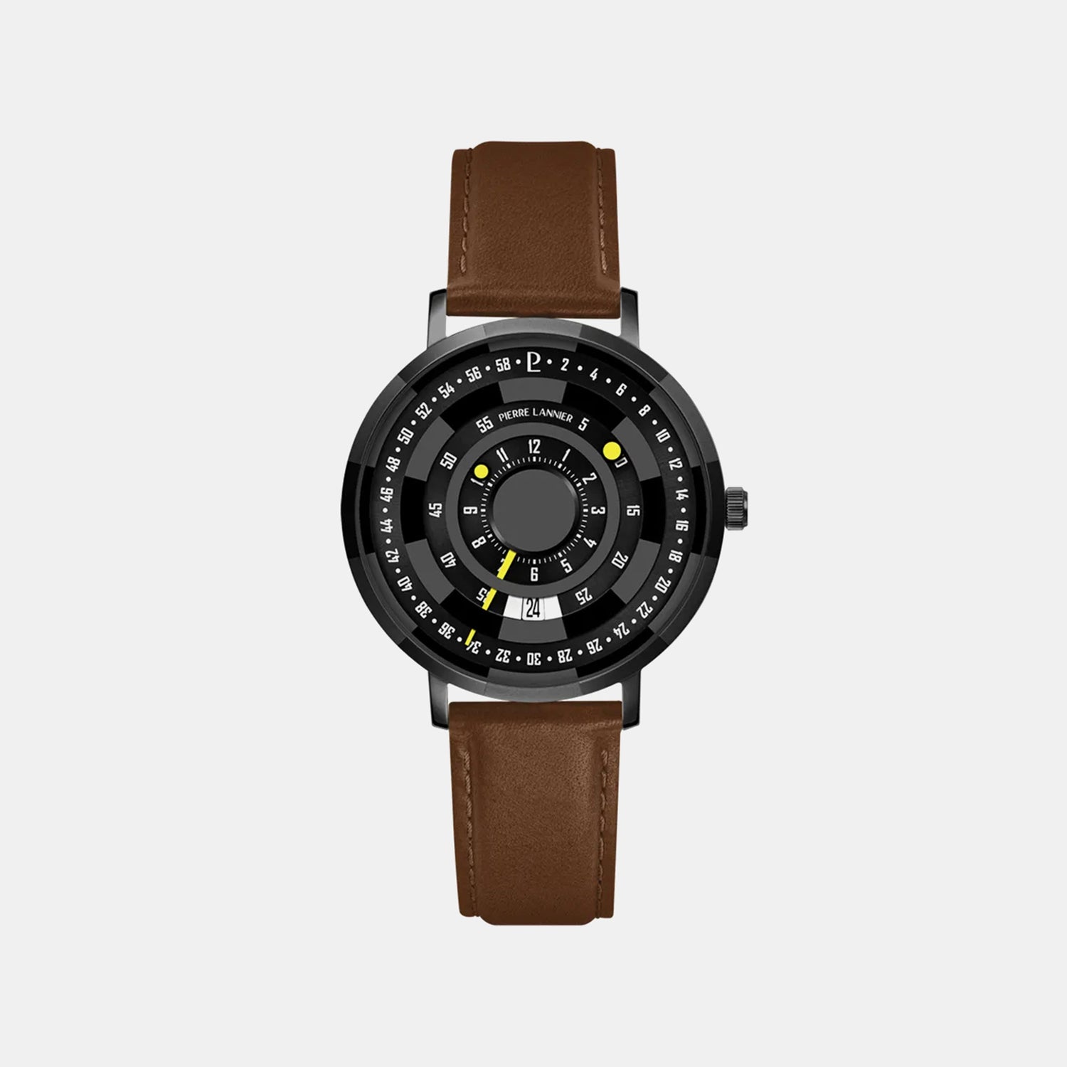 Blackjack Men Quartz Black Dial Analog Leather Watch 254D434