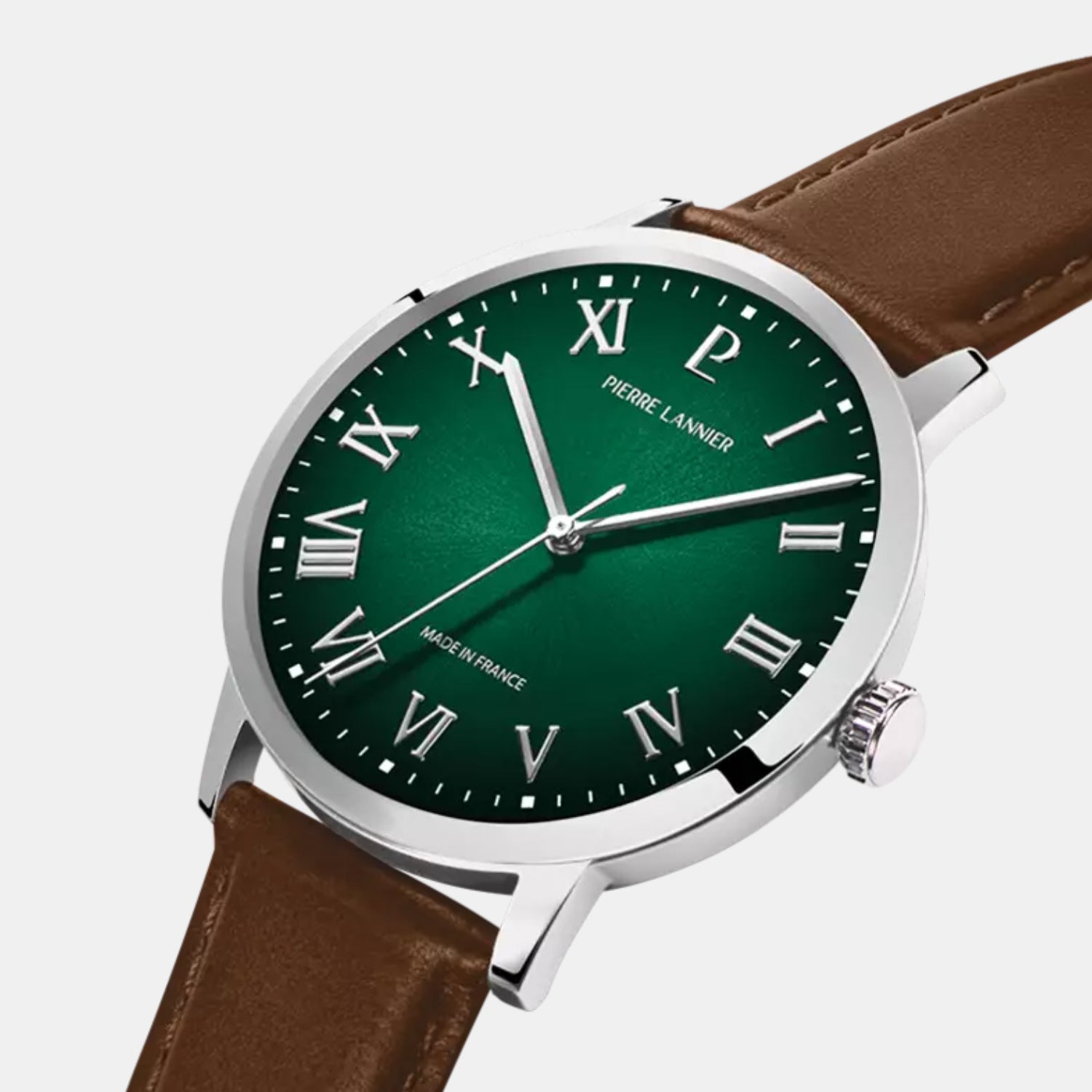 Interval Men Quartz Green Dial Analog Leather Watch 255G174