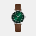Interval Men Quartz Green Dial Analog Leather Watch 255G174