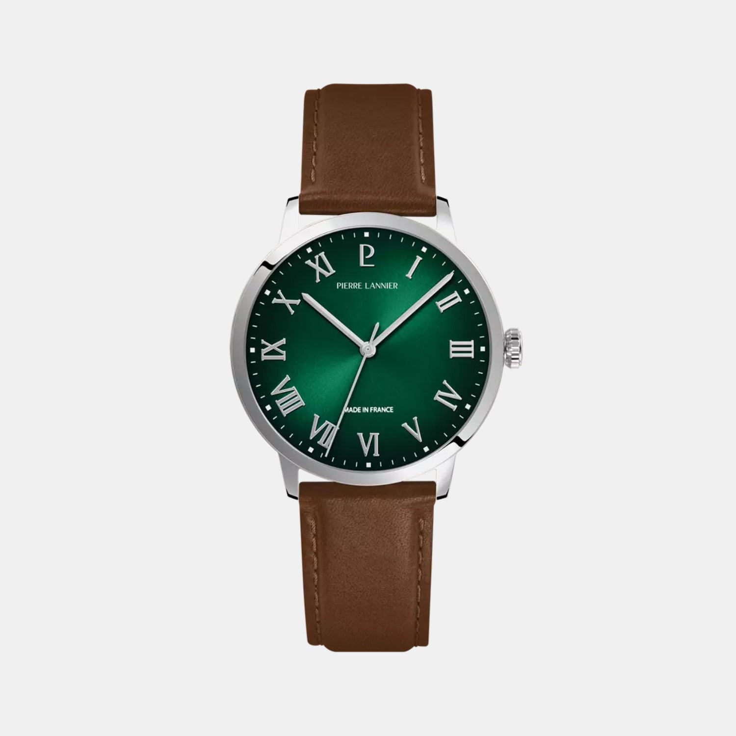 Interval Men Quartz Green Dial Analog Leather Watch 255G174