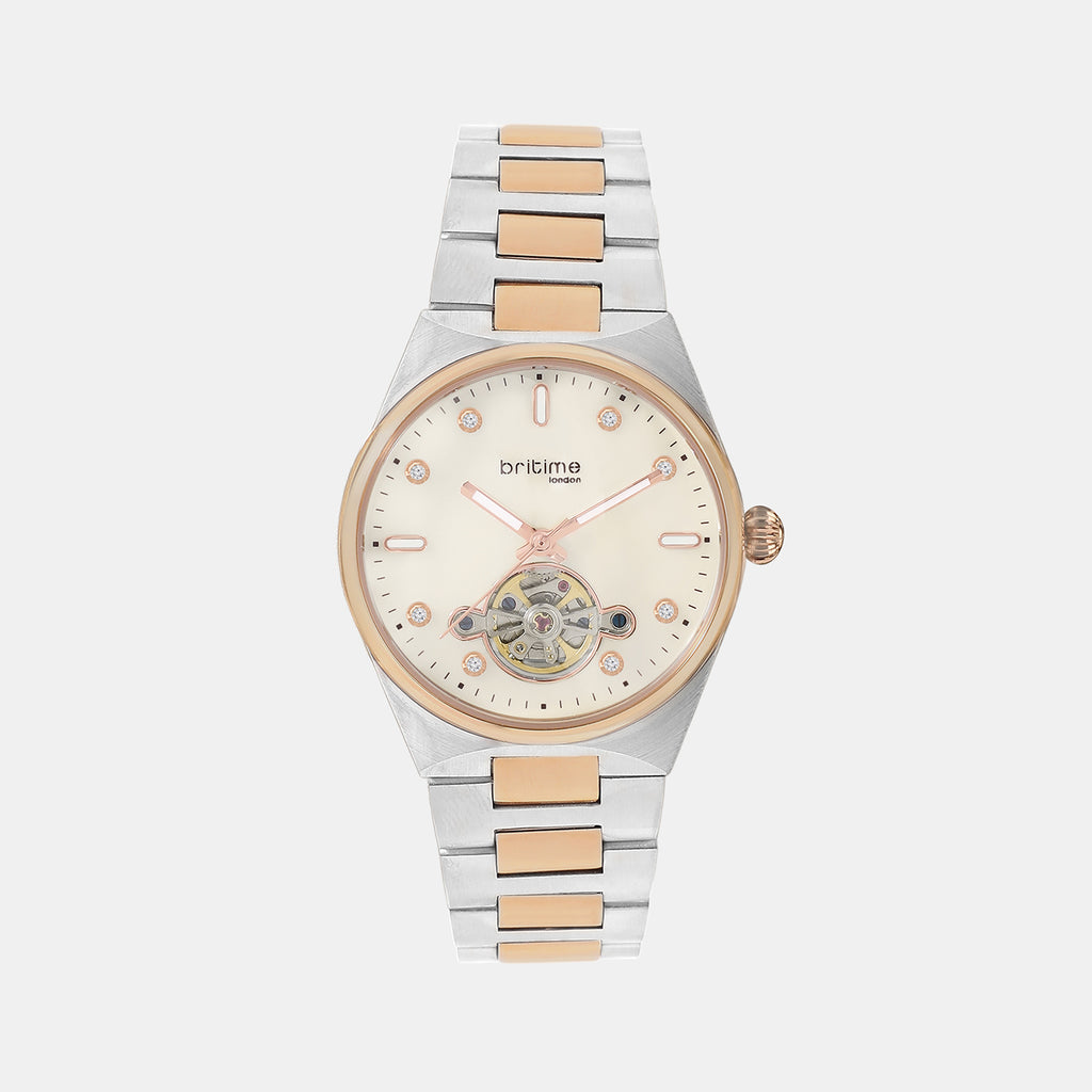 Women Automatic Rose Gold Dial Analog Metal Watch 2567-M130305