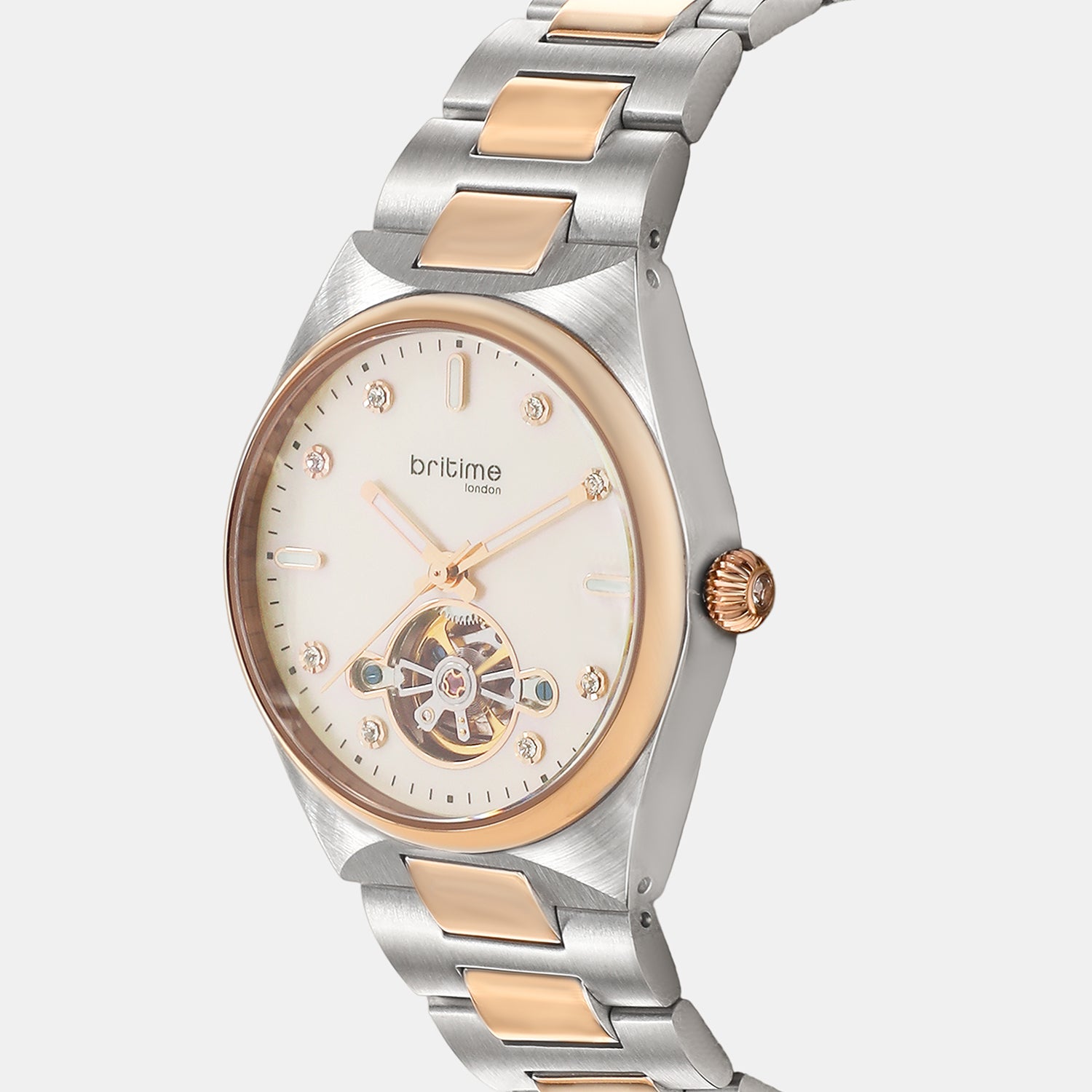 Women Automatic Rose Gold Dial Analog Metal Watch 2567-M130305