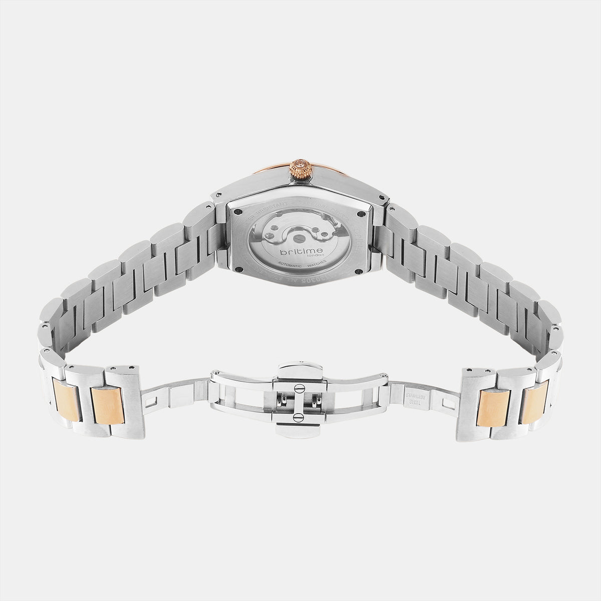 Women Automatic Rose Gold Dial Analog Metal Watch 2567-M130305
