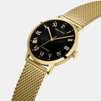 Interval Men Quartz Black Dial Analog Stainless Steel Watch 256G032