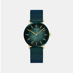 Men Quartz Green Dial Analog Mesh Watch 256G279