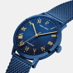 Interval Men Quartz Blue Dial Analog Stainless Steel Watch 256G469