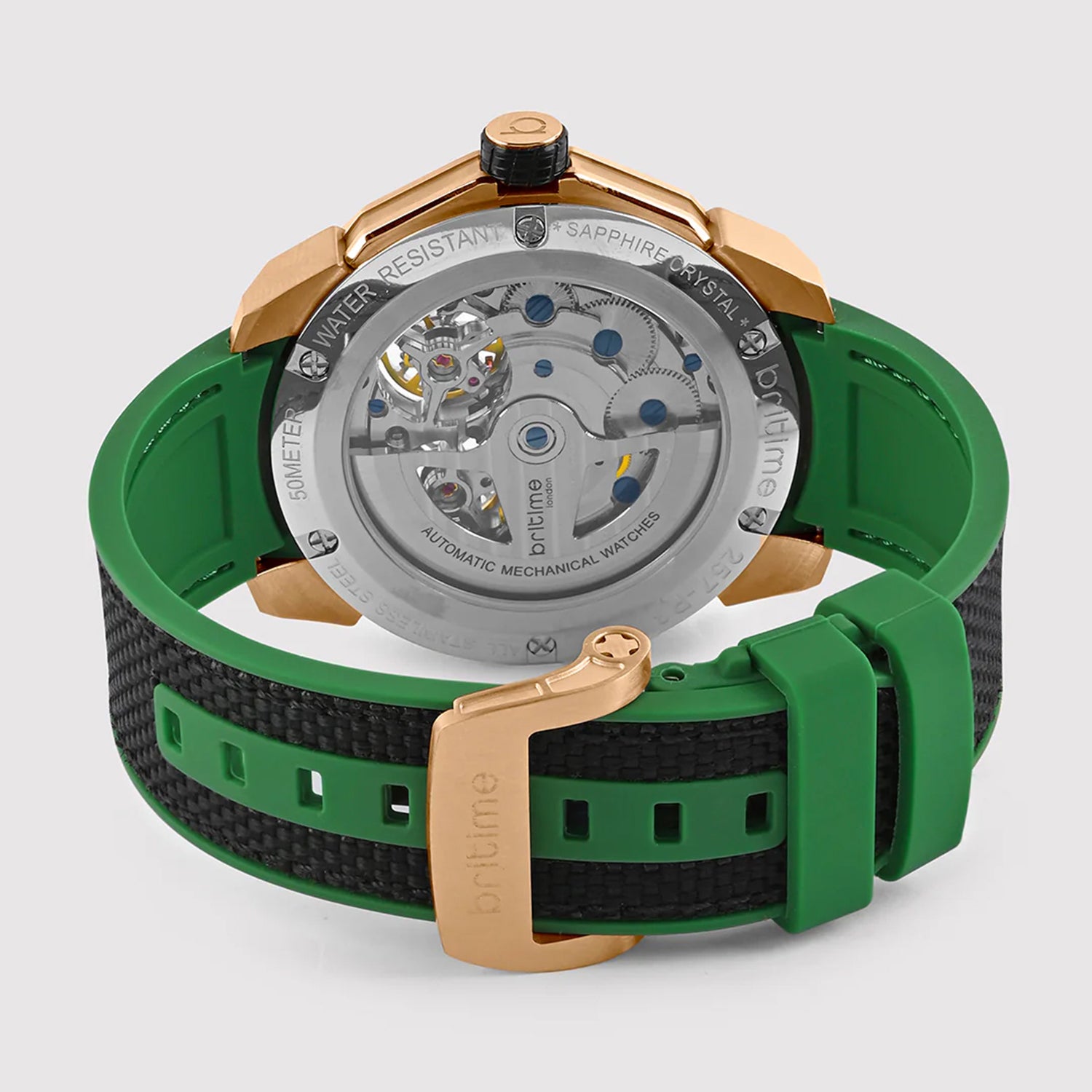 Vortex Men Automatic Green Dial Analog Silicone Watch 257-P31406