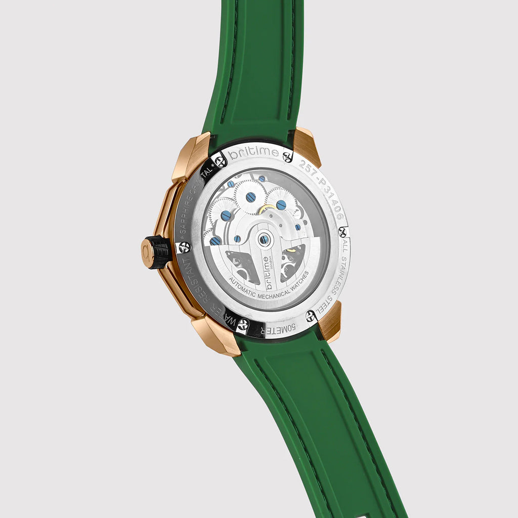 Vortex Men Automatic Green Dial Analog Silicone Watch 257-P31406