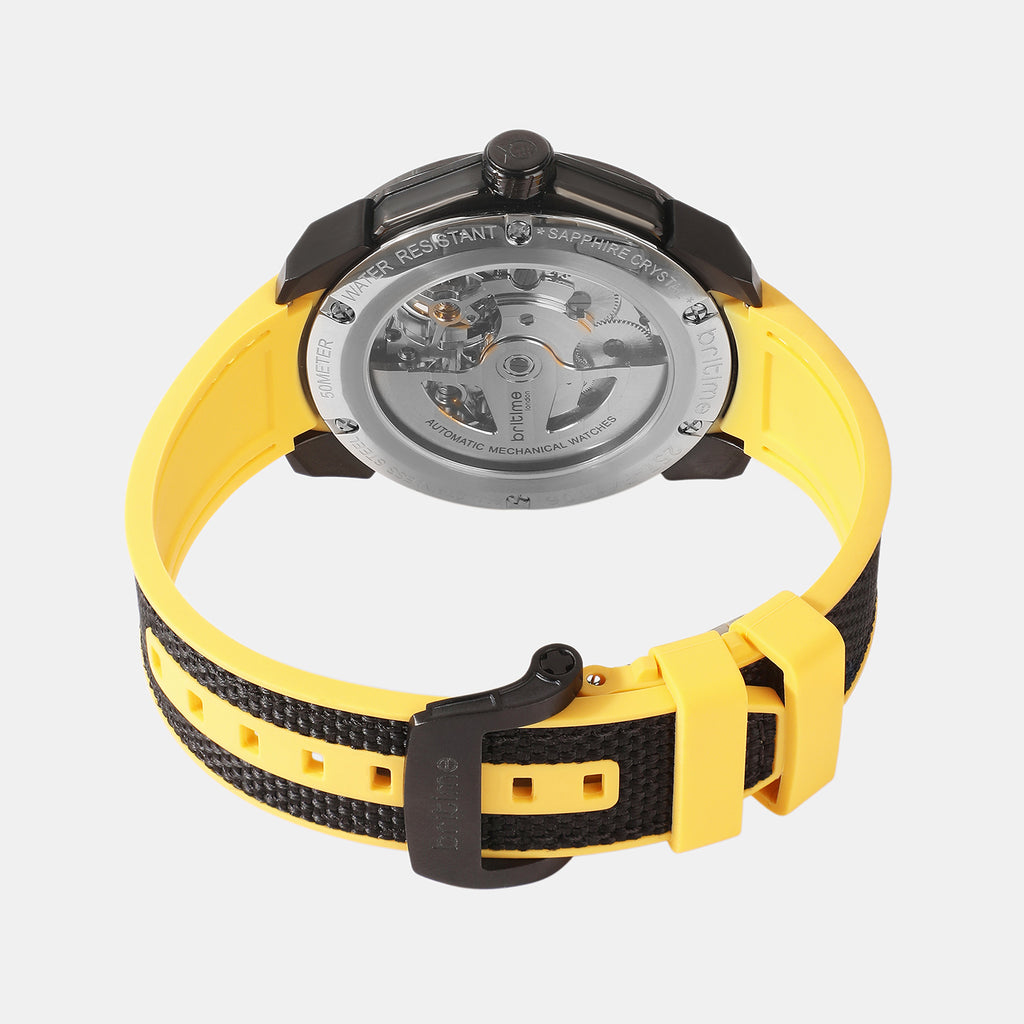 Men Automatic Black Dial Analog Silicone Watch 257-P41306