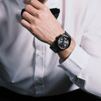 Men Quartz Black Dial Chronograph Mesh Watch 258M439
