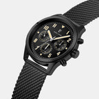 Men Quartz Black Dial Chronograph Mesh Watch 258M439