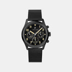 Men Quartz Black Dial Chronograph Mesh Watch 258M439