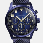 Aviator Men Quartz Blue Dial Chronograph Mesh Watch 258M469