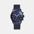 Aviator Men Quartz Blue Dial Chronograph Mesh Watch 258M469