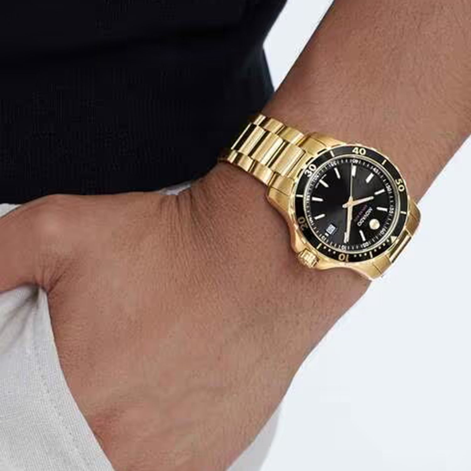 Series 800 Men Quartz Black Dial Analog Stainless Steel Watch 2600145