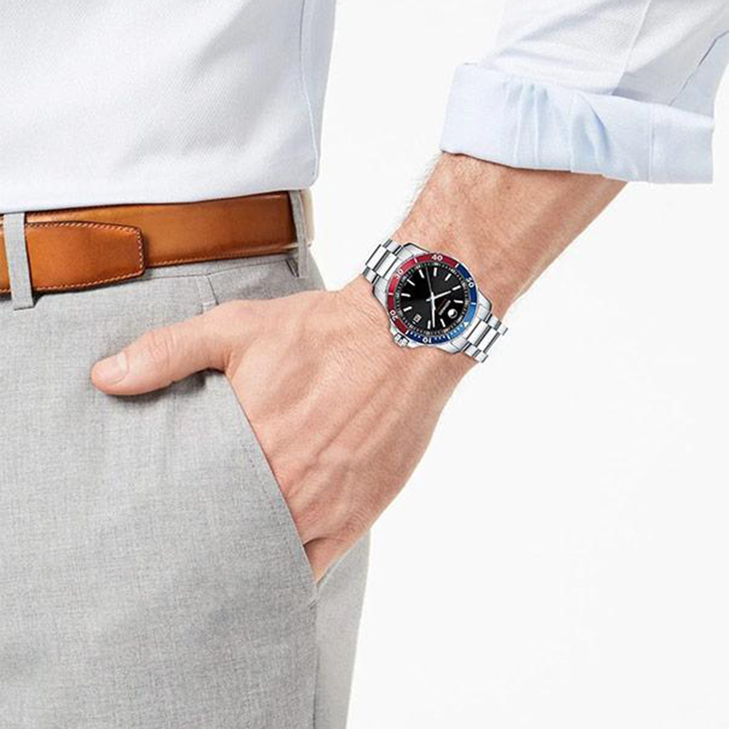 Series 800 Men Quartz Black Dial Analog Stainless Steel Watch 2600152