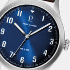 Men Quartz Blue Dial Analog Leather Watch 260G164