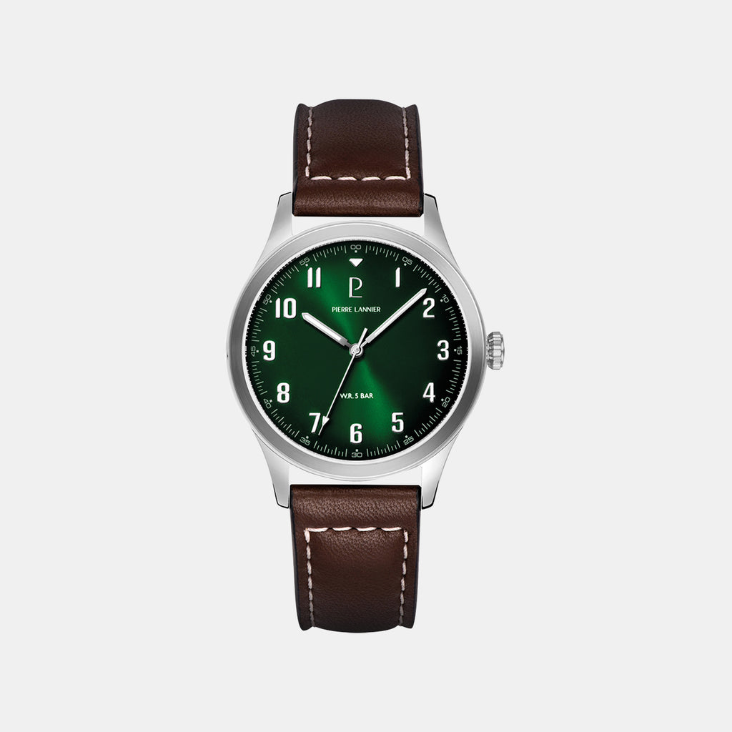 Aviateur Men Quartz Green Dial Analog Leather Watch 260G174