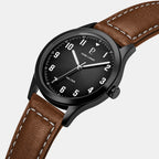 Aviateur Men Quartz Grey Dial Analog Leather Watch 261K434