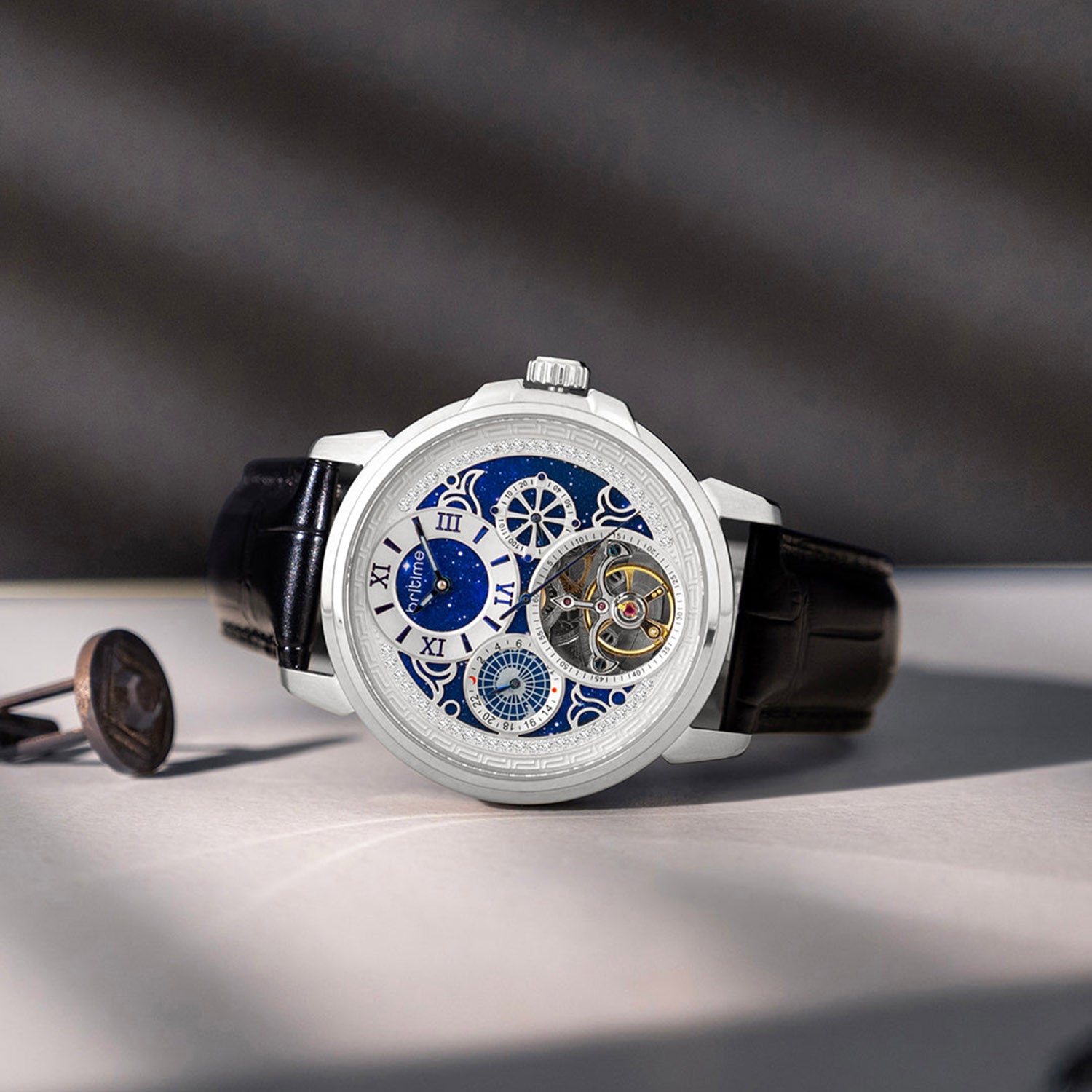 Aquatica Men Automatic Blue Dial Multi-Function Leather Watch 274-L10506