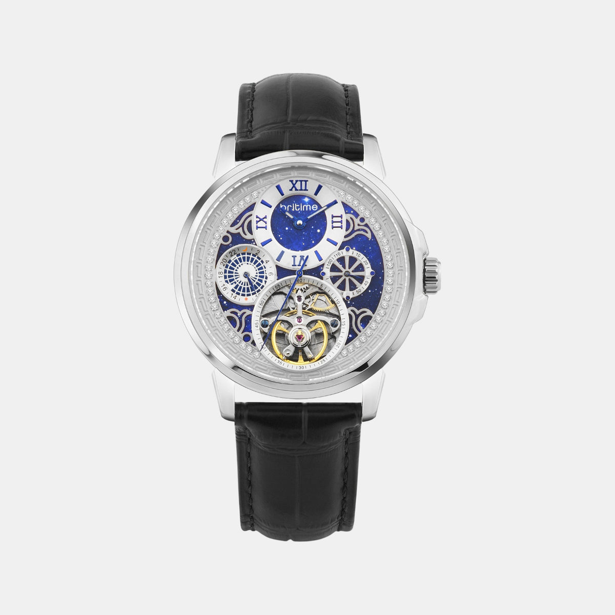 Aquatica Men Automatic Blue Dial Multi-Function Leather Watch 274-L10506