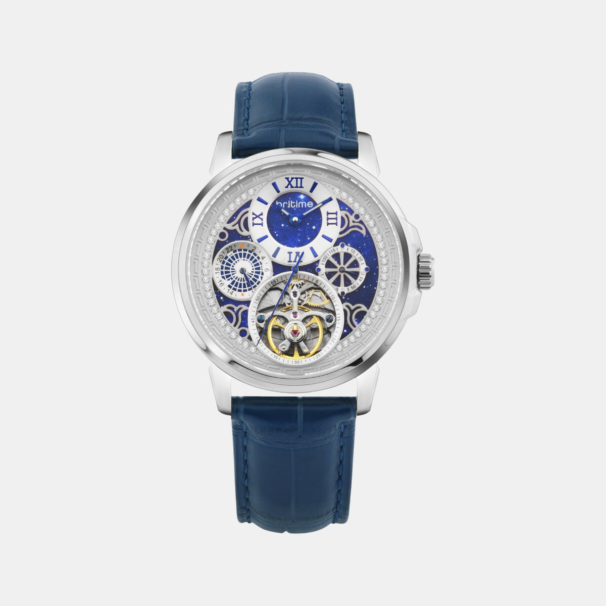 Aquatica Men Automatic Blue Dial Multi-Function Leather Watch 274-L10507