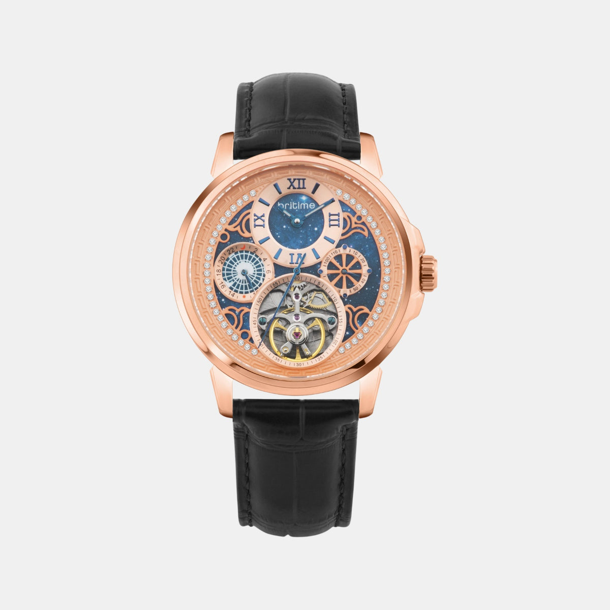 Aquatica Men Automatic Blue Dial Multi-Function Leather Watch 274-L30506