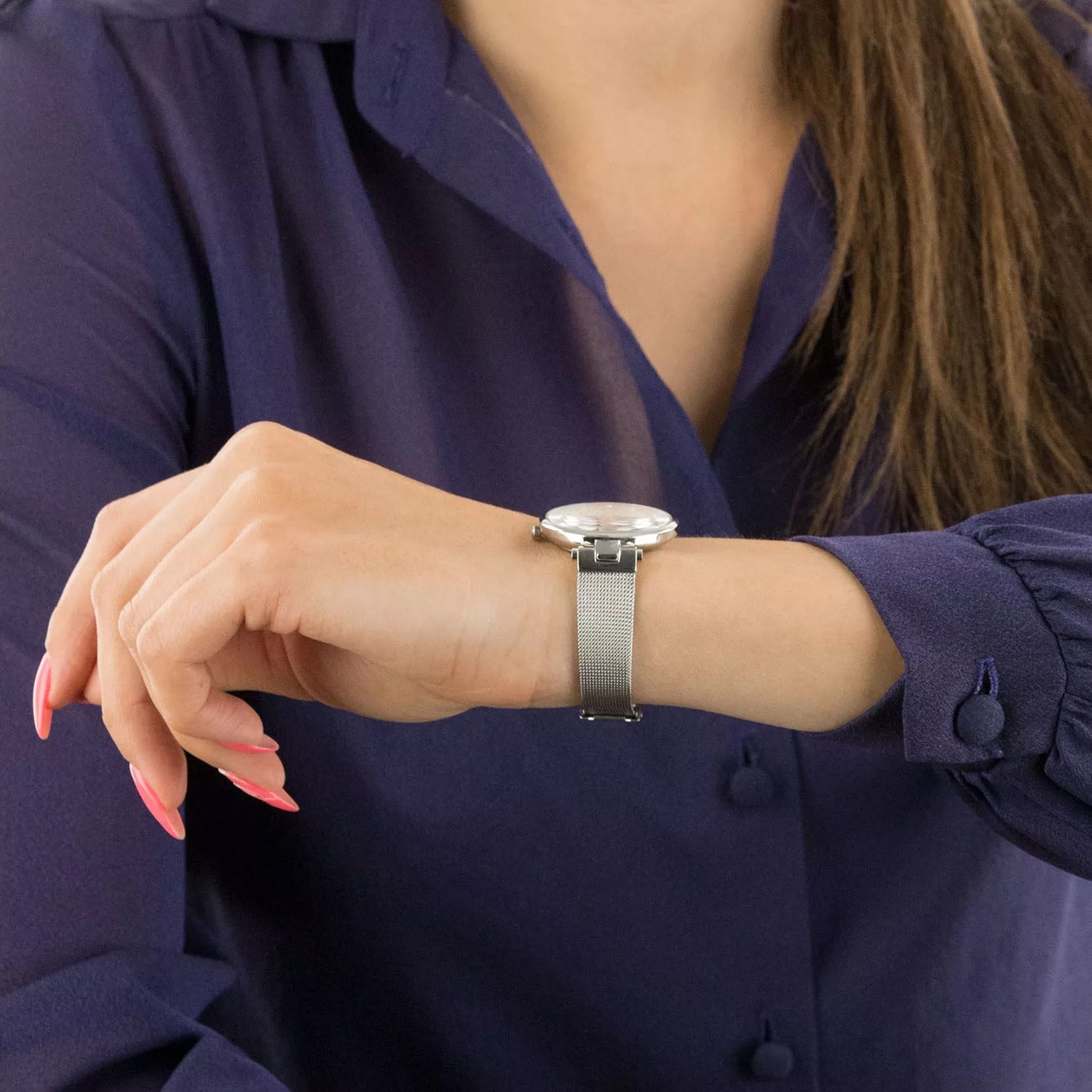 Women Quartz White Dial Analog Mesh Watch 29037.41.21MB