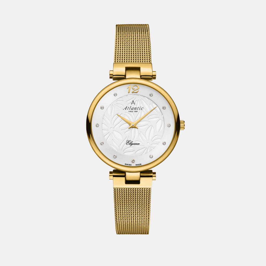 Elegance Floral Women Quartz White Dial Analog Mesh Watch 29037.45.21MB
