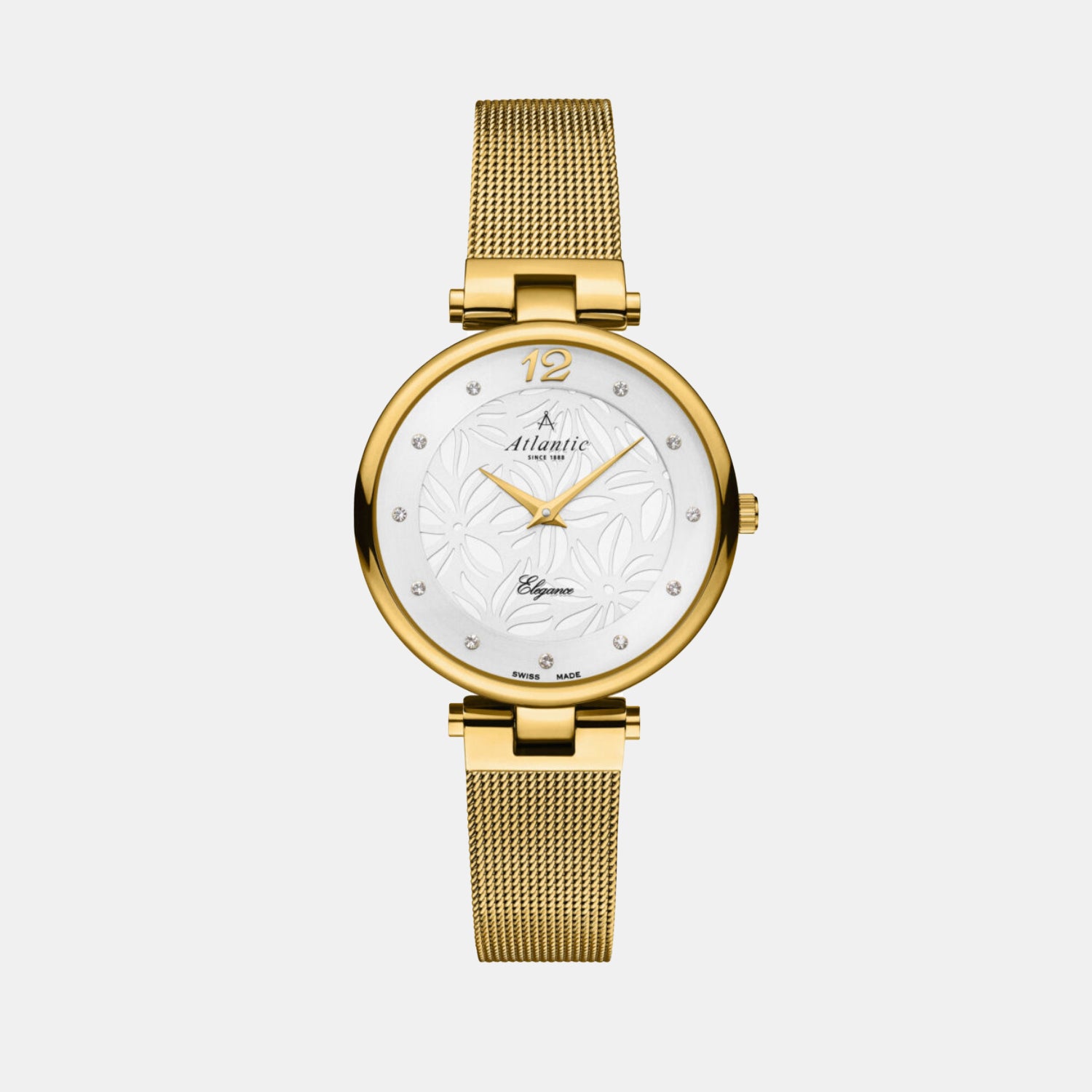 Elegance Floral Women Quartz White Dial Analog Mesh Watch 29037.45.21MB