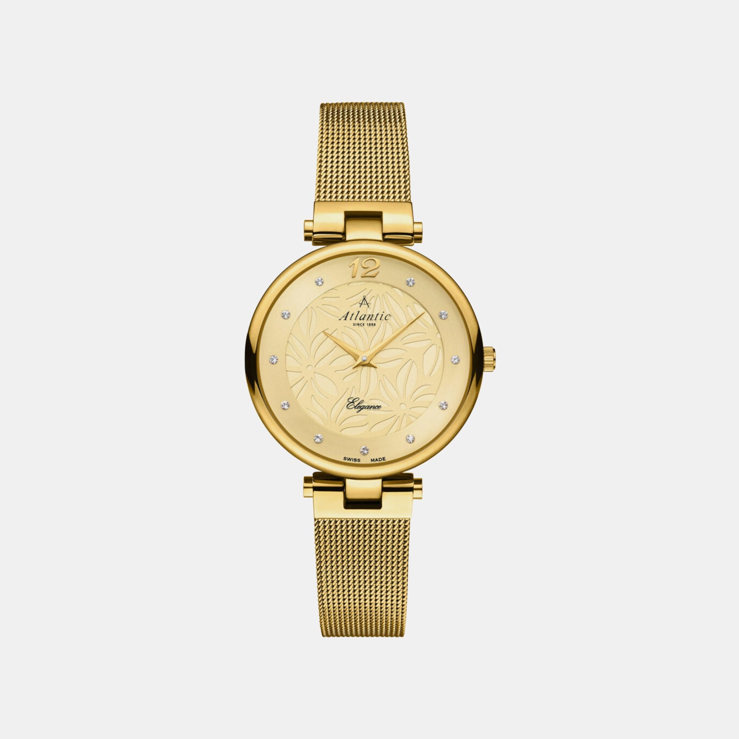 Elegance Floral Women Quartz Champagne Dial Analog Mesh Watch 29037.45.31MB