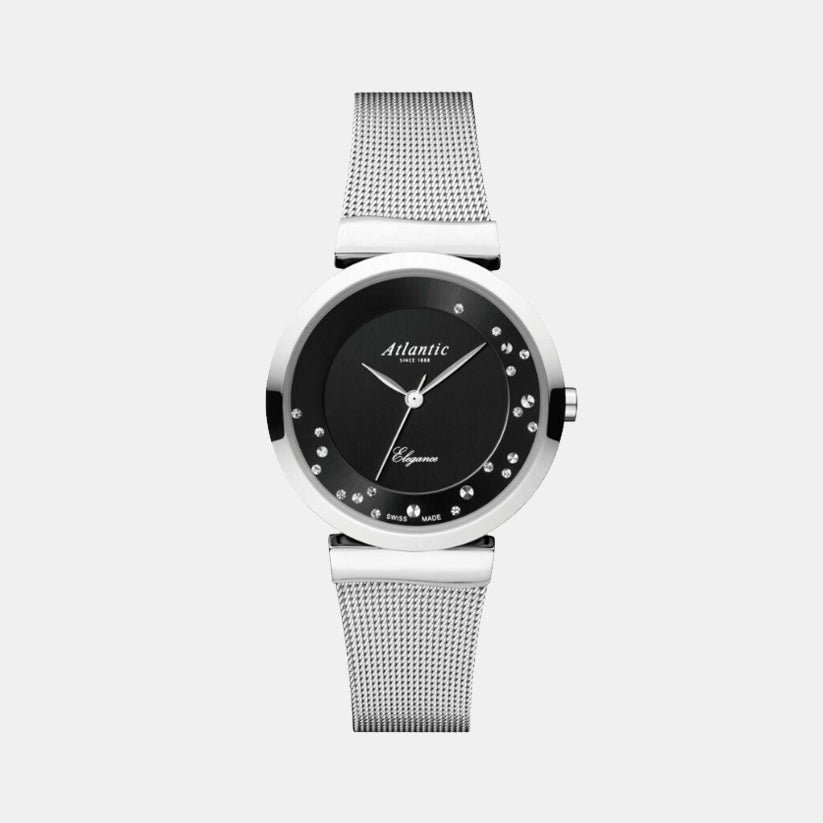 Atlantic Women Quartz Black Dial Analog Mesh Watch 29039.41.69MB-1