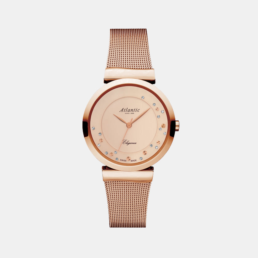 Atlantic Women Quartz Copper Dial Analog Mesh Watch 29039.44.79MB-1