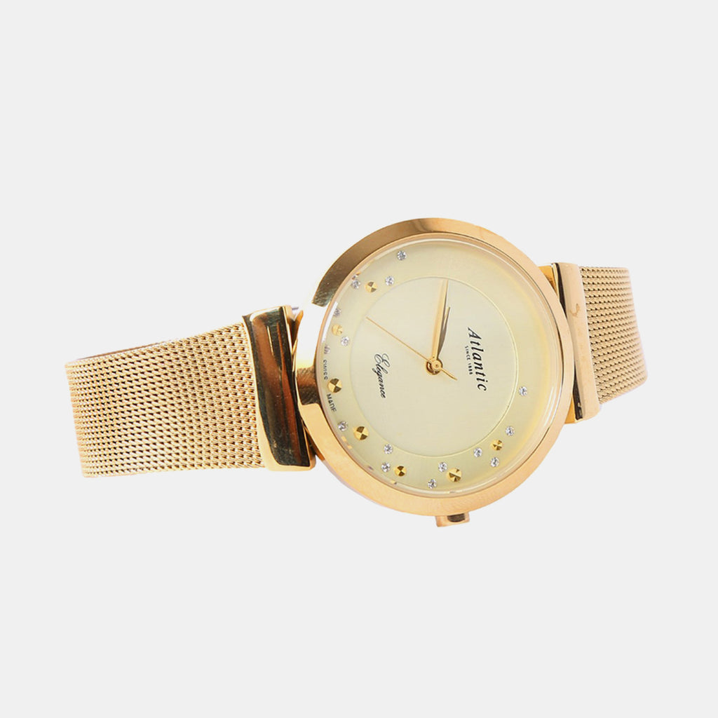 Elegance Women Quartz Gold Dial Analog Stainless Steel Watch 29039.45.39MB