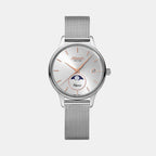 Elegance Moonphase Women Quartz Silver Dial Analog Mesh Watch 29040.41.21.RMB