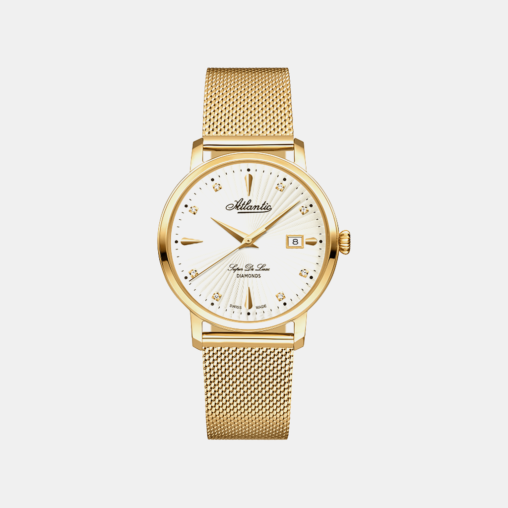 Super De Luxe Women Quartz Champagne Dial Analog Stainless Steel Watch 29355.45.37