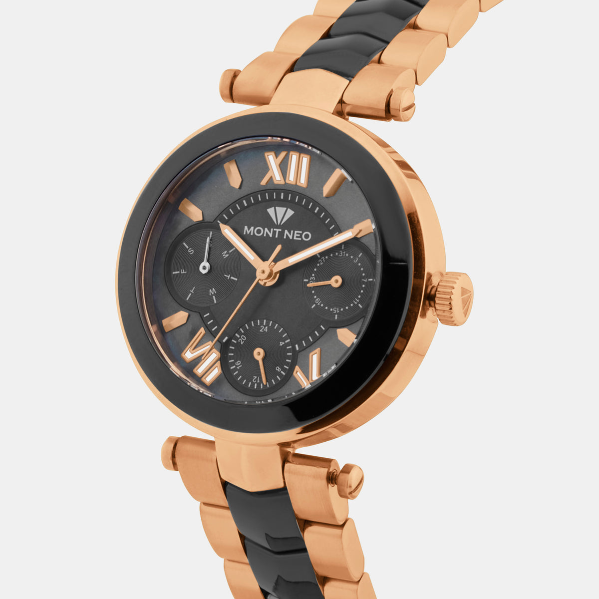 Women Quartz Black Dial Analog Stainless Steel Watch 4507M-M3404