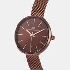 Women Quartz Brown Dial Analog Mesh Watch 2007H-E0606