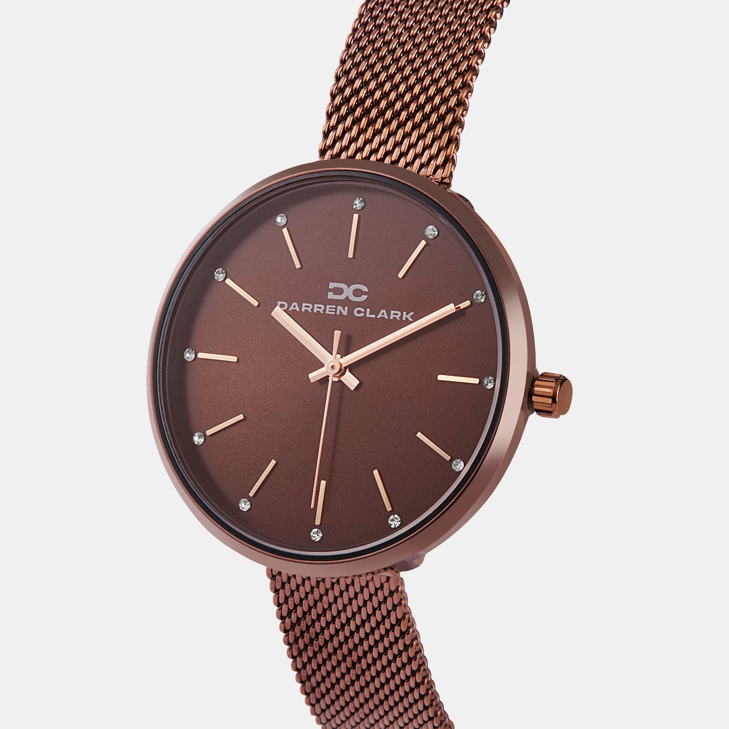Women Quartz Brown Dial Analog Mesh Watch 2007H-E0606