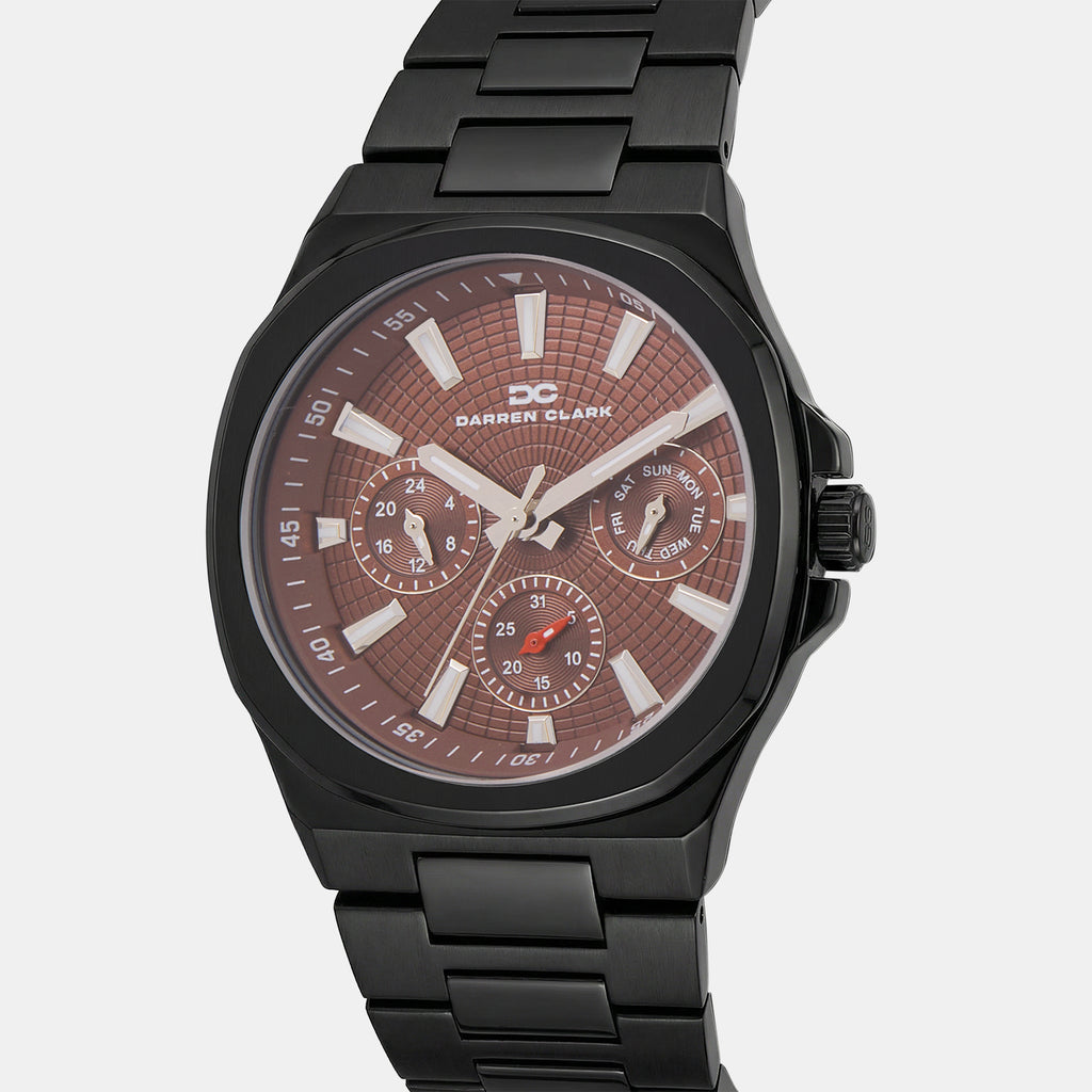 Men Quartz Brown Dial Analog Metal Watch 1016F-M0406