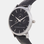 Men Quartz Black Dial Multi-Function Leather Watch 1012F-L0104