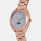 Women Quartz Sea Blue Mother Of Pearl Dial Analog Metal Watch 2011C-M0317