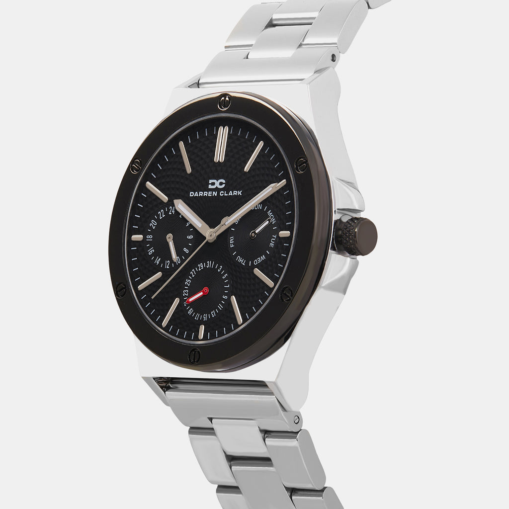 Men Quartz Black Dial Multi-Function Metal Watch 1017A-M0104