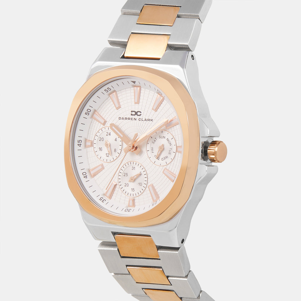 Men Quartz Silver Dial Analog Metal Watch 1016E-M1303