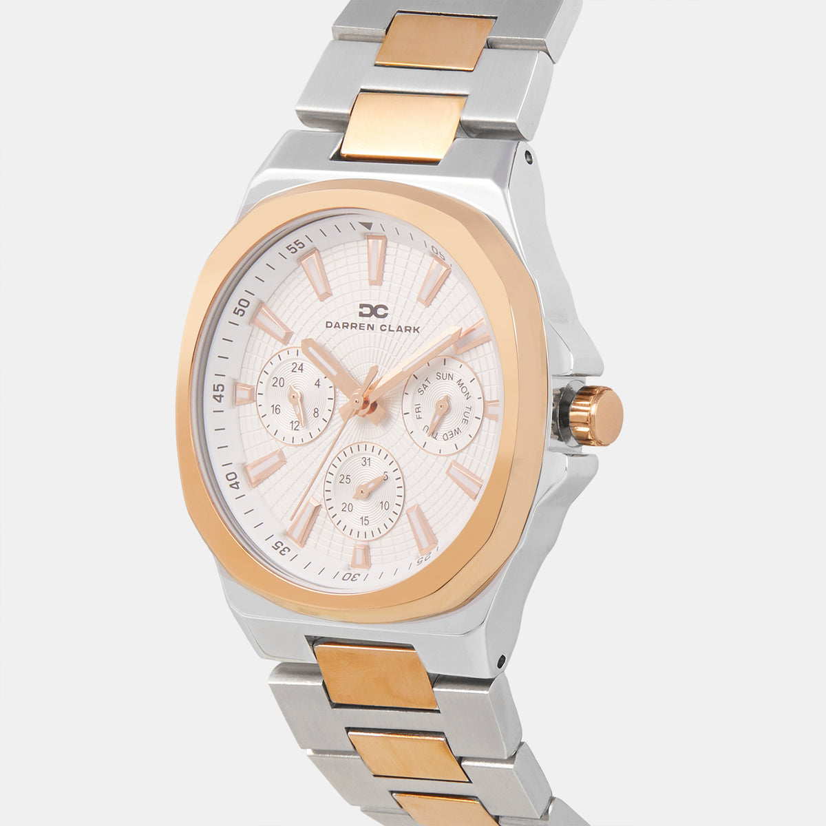 Men Quartz Silver Dial Multi-Function Metal Watch 1016E-M1303