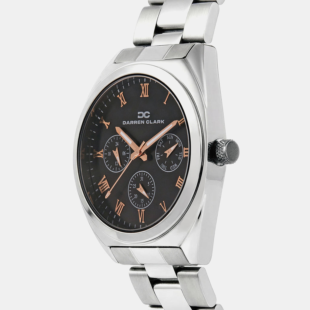 Men Quartz Grey Dial Multi-Function Metal Watch 1014J-M0816